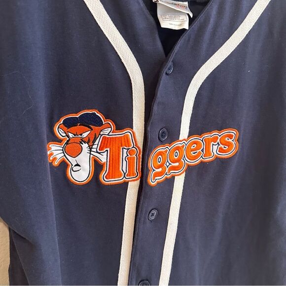 Disney | Navy Tigger Disney world Button Down Shirt with White Accents V-Neck - Picture 4 of 7